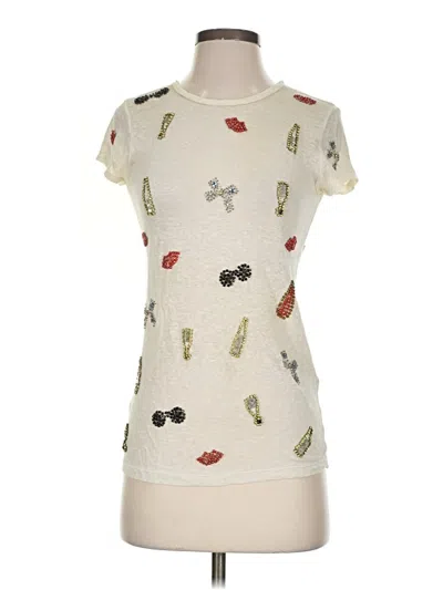 Pre-owned Alice + Olivia Short Sleeve Turtleneck In Ivory