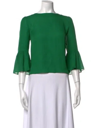Pre-owned Alice + Olivia Silk Crew Neck Blouse In Green