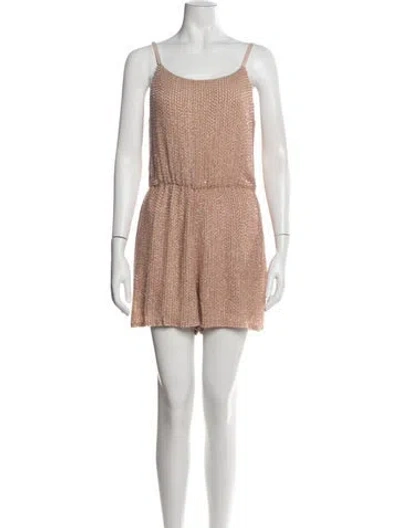 Pre-owned Alice + Olivia Silk Patterned Romper In Neutrals
