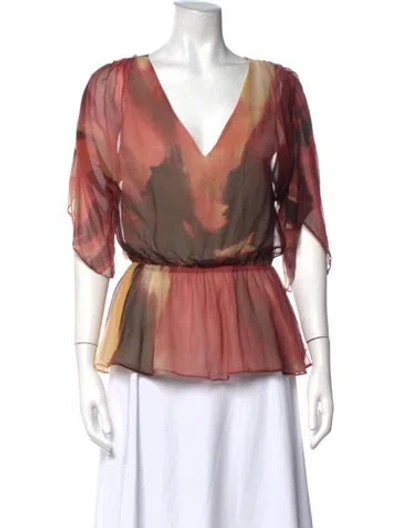 Pre-owned Alice + Olivia Silk Printed Blouse In Red