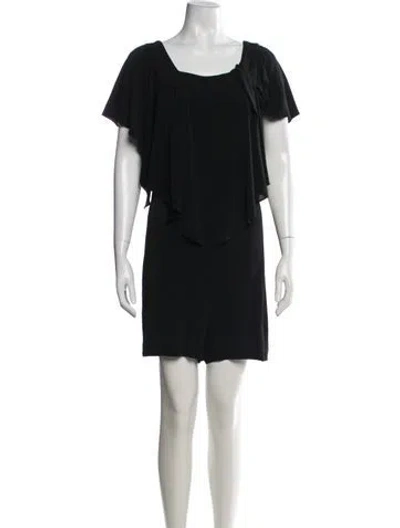 Pre-owned Alice + Olivia Square Neckline Romper In Black