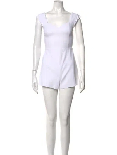 Pre-owned Alice + Olivia Square Neckline Romper In White
