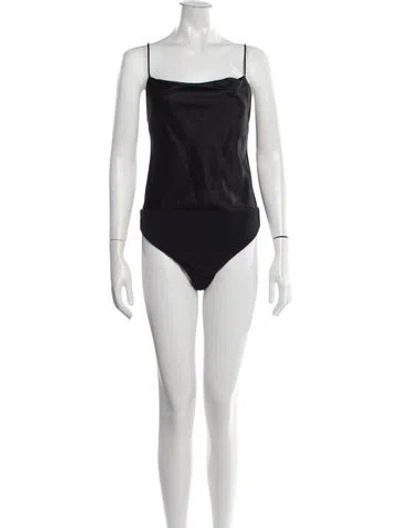 Pre-owned Alice + Olivia Square Neckline Sleeveless Bodysuit In Black