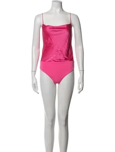 Pre-owned Alice + Olivia Square Neckline Sleeveless Bodysuit In Pink