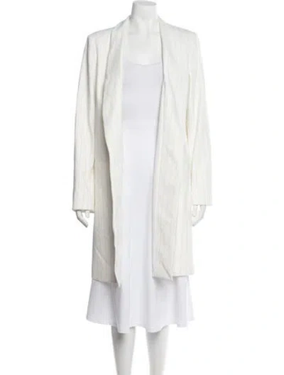 Pre-owned Alice + Olivia Striped Coat In White