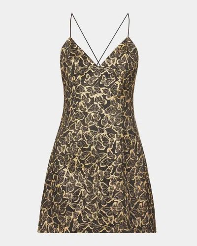 Alice + Olivia Alice And Olivia Tayla Metallic Jacquard Mini Dress In Black