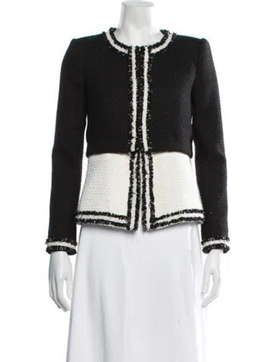 Pre-owned Alice + Olivia Tweed Pattern Blazer In Black/white