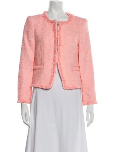 Pre-owned Alice + Olivia Tweed Pattern Blazer In Pink