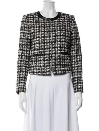 Pre-owned Alice + Olivia Tweed Pattern Jacket In Black/white