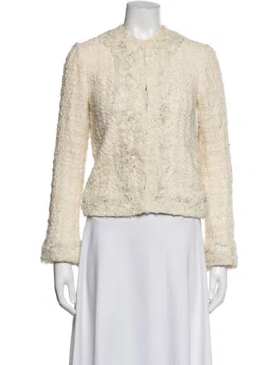 Pre-owned Alice + Olivia Tweed Pattern Jacket In Neutrals
