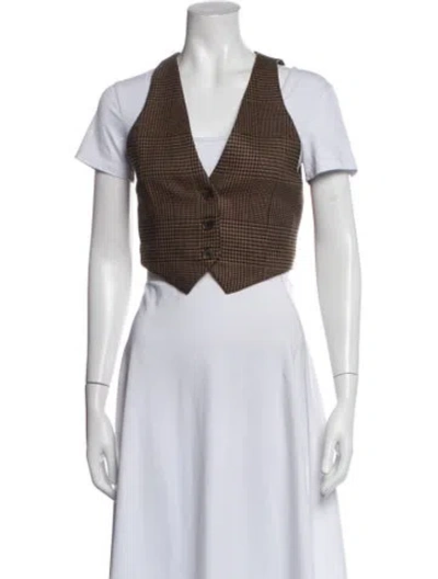Pre-owned Alice + Olivia Tweed Pattern Vest In White
