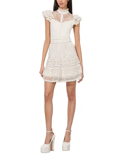 Alice + Olivia Vernita Embroidered Mock Neck Sweater In White