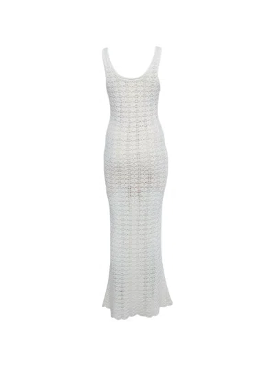 Pre-owned Alice + Olivia Veronique Pointelle Knit Maxi Dress In Neutrals
