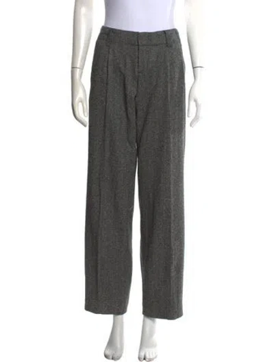 Pre-owned Alice + Olivia Virgin Wool Wide Leg Pants In Grey