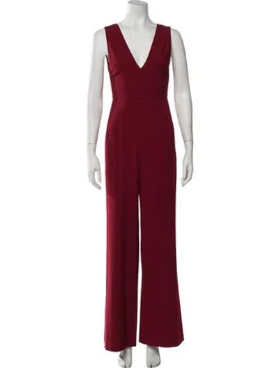 Pre-owned Alice + Olivia V-neck Jumpsuit In Red