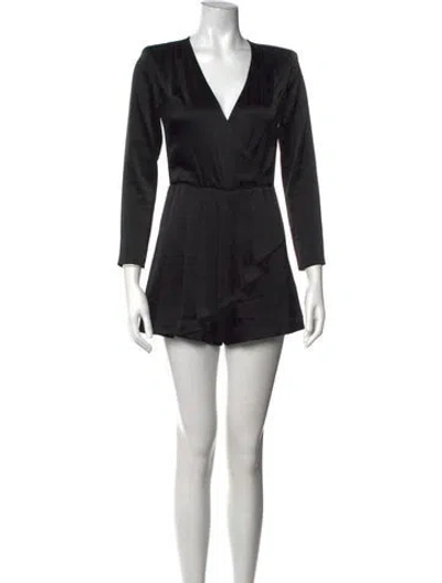 Pre-owned Alice + Olivia V-neck Romper In Black