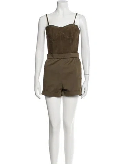 Pre-owned Alice + Olivia V-neck Romper In Green