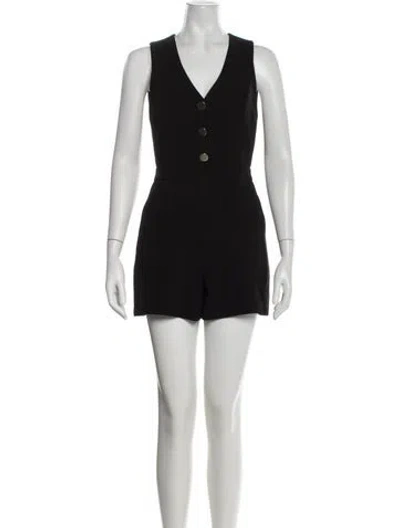 Pre-owned Alice + Olivia V-neck Romper W/ Tags In Black