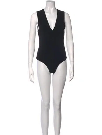 Pre-owned Alice + Olivia V-neck Sleeveless Bodysuit In Black