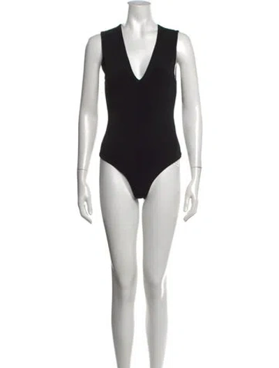 Pre-owned Alice + Olivia V-neck Sleeveless Bodysuit In Black