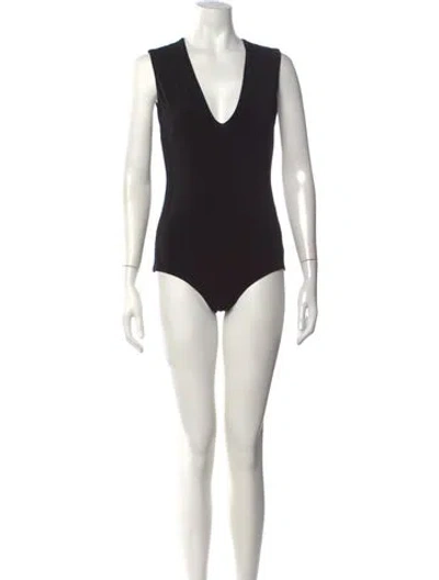 Pre-owned Alice + Olivia V-neck Sleeveless Bodysuit In Black