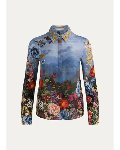 Alice + Olivia Willa Placket Top In Multi