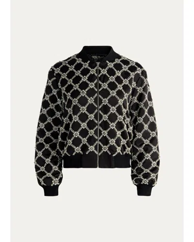 Alice + Olivia Willie Embellished Bomber Jacket In Black
