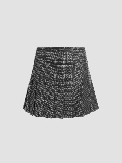 Alice + Olivia Women's Carter Embellished Pleated Mini Skirt In Gray