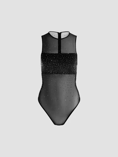 Alice + Olivia Women's Embellished Sleeveless Bodysuit In Black