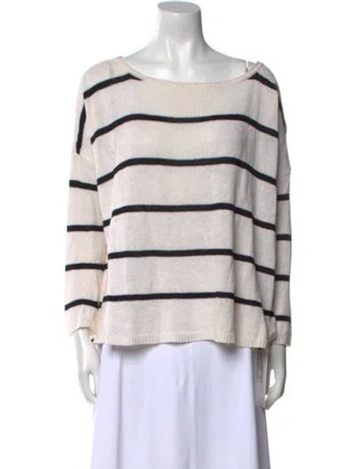 Pre-owned Alice + Olivia X Basquiat Linen Striped Sweater In White