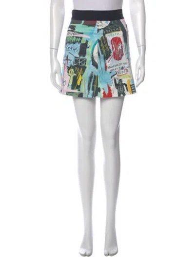 Pre-owned Alice + Olivia X Basquiat Printed Mini Skirt In Blue