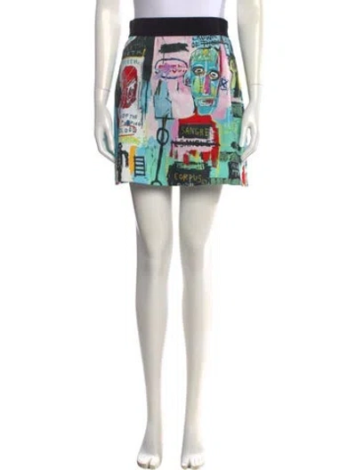 Pre-owned Alice + Olivia X Basquiat Printed Mini Skirt In Green