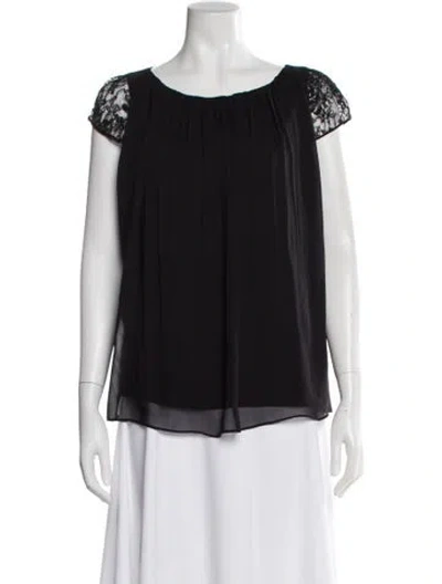 Pre-owned Alice + Olivia X Scoop Crew Neck Short Sleeve Blouse In Black