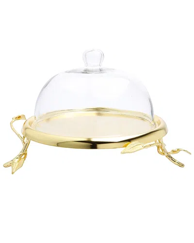 Alice Pazkus 10.5in Cake Plate With Glass Dome In Gold