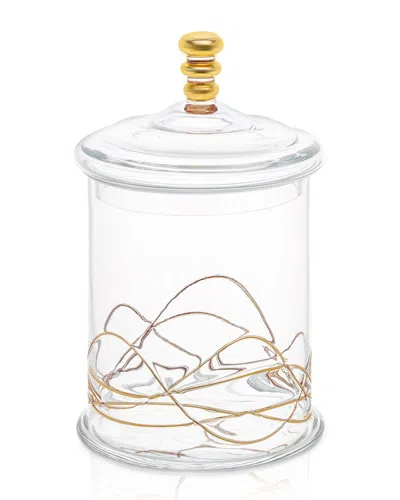 Alice Pazkus 10.5in Glass Jar And Lid In Gold