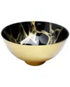 Alice Pazkus Black And Gold Marbleized Footed 10.5in Bowl In Gold
