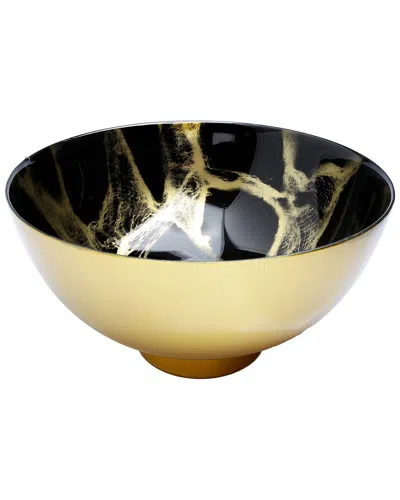 Alice Pazkus 10.5in Marbleized Footed Bowl In Gold