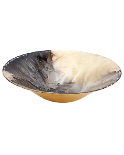 Alice Pazkus 11.75in Marbleized Salad Bowl In Gold