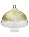 Alice Pazkus 11in Glass Cake Stand With Dome And Gold Design In Gold