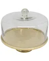 Alice Pazkus 12.5in Hammered Cake Plate With Glass Dome In Gold