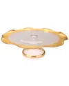 Alice Pazkus 12in Footed Cake Stand With Gold In Gold