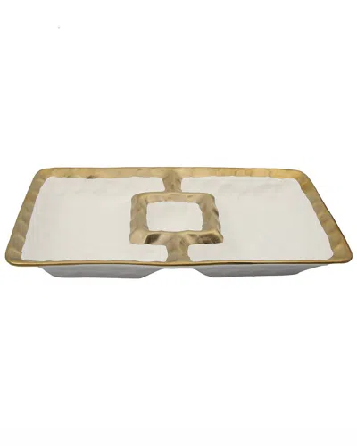 Alice Pazkus 12in Porcelain Gold White Chip And Dip