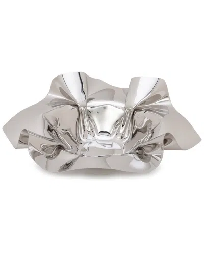 Alice Pazkus 14in Round Stainless Steel Ruffled Design Serving Bowl In Silver