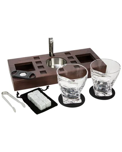 Alice Pazkus 14pc Twist Cigar Glass Set On Wooden Stand In Clear