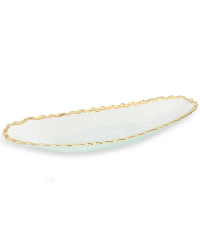 Alice Pazkus 15in Glass Oval Tray With Gold Edge