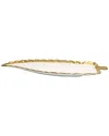 Alice Pazkus 18.25in Gold White Porcelain Leaf Dish With Gold Rim In White