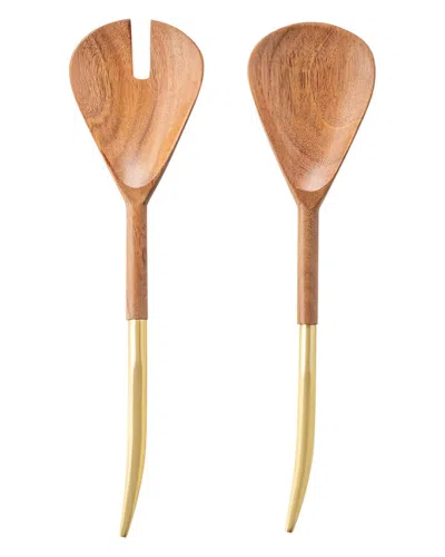 Alice Pazkus 2pc Salad Server Set In Gold