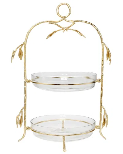 Alice Pazkus 2-tiered Centerpiece Glass With Gold Leaf