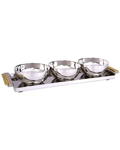 Alice Pazkus 3 Bowl Relish Dish In Metallic