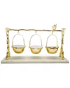 Alice Pazkus 3 Hanging Bowls On Gold Branch And Marble Base In Gold